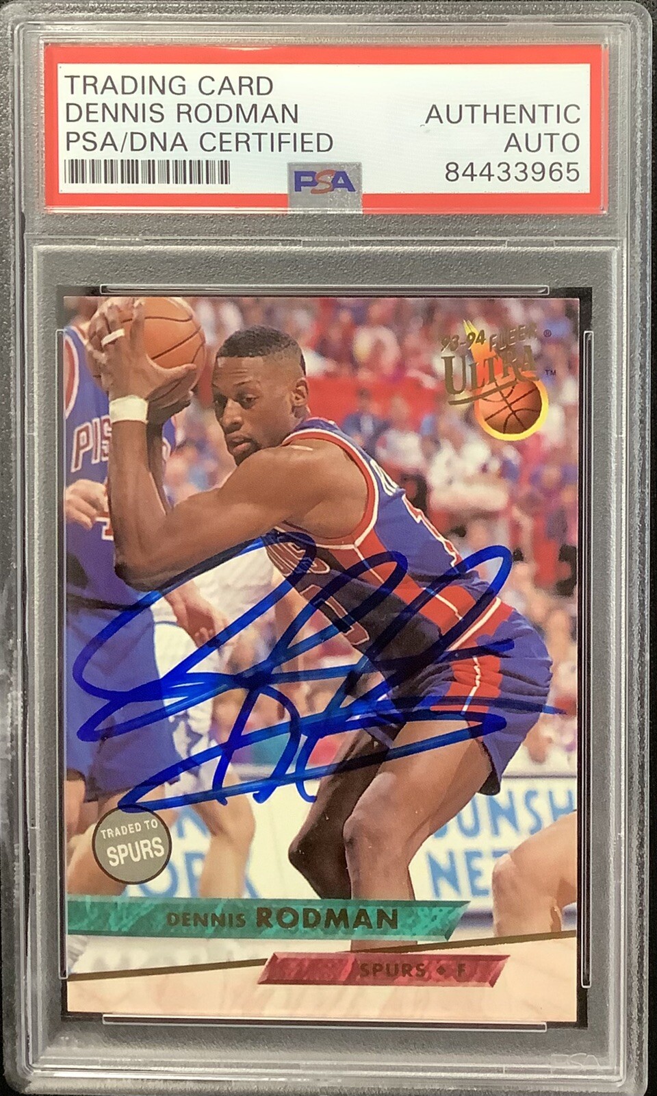 Dennis Rodman Signed 1993 Fleer #170 Card Basketball Pistons Spurs Auto PSA/DNA