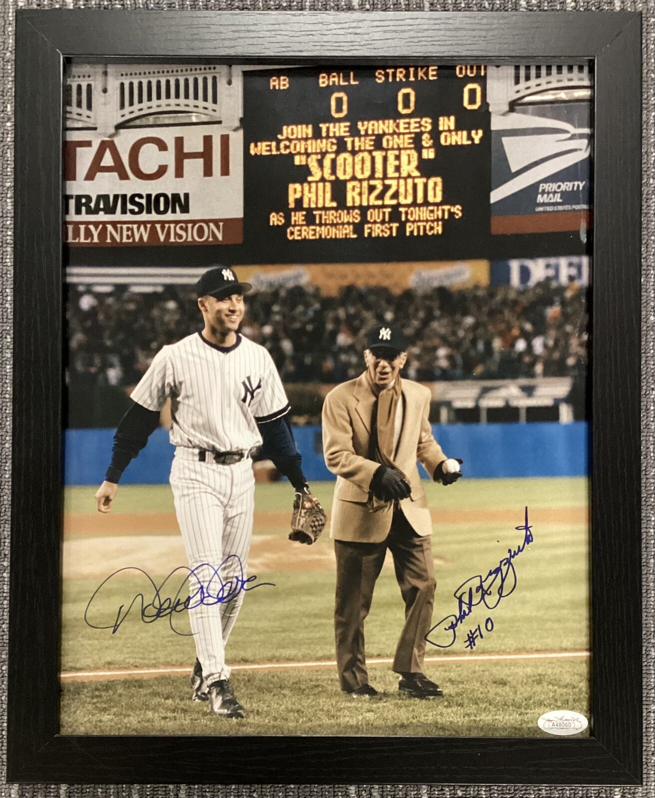 Derek Jeter Signed Photo 11x14 Phil Rizzuto HOF Auto 1996 WS Toss Framed JSA