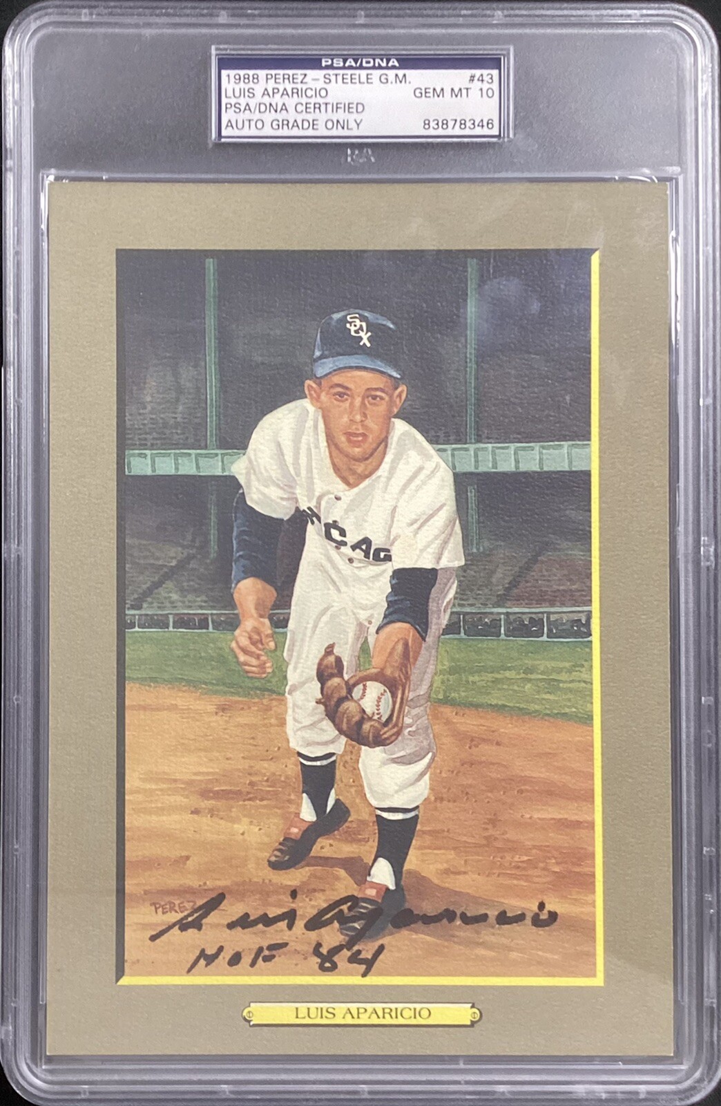 Luis Aparicio Signed Perez Steele Great Moments Postcard HOF PSA/DNA Auto Gem 10