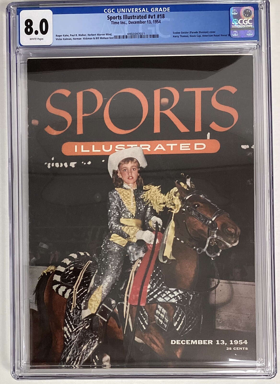Sports Illustrated December 13 1954 Evalee Geisler Horse CGC 7.5 Newsstand