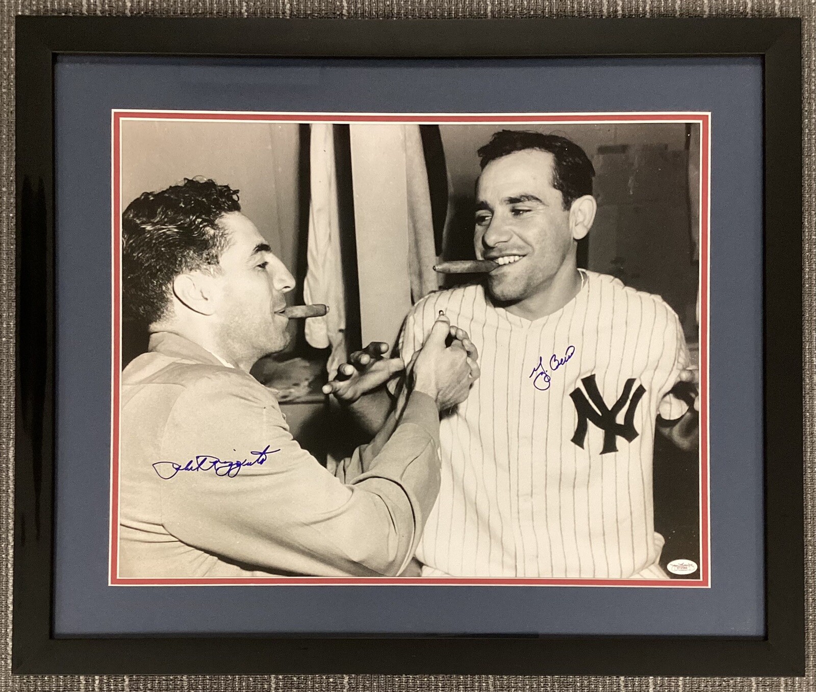 Yogi Berra Signed Photo 16x20 Yankees Phil Rizzuto HOF Autograph Cigar Frame JSA