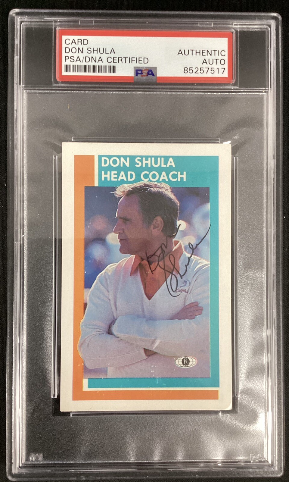 Don Shula Signed 1980’s Miami Police Football Card Dolphins Autograph PSA/DNA