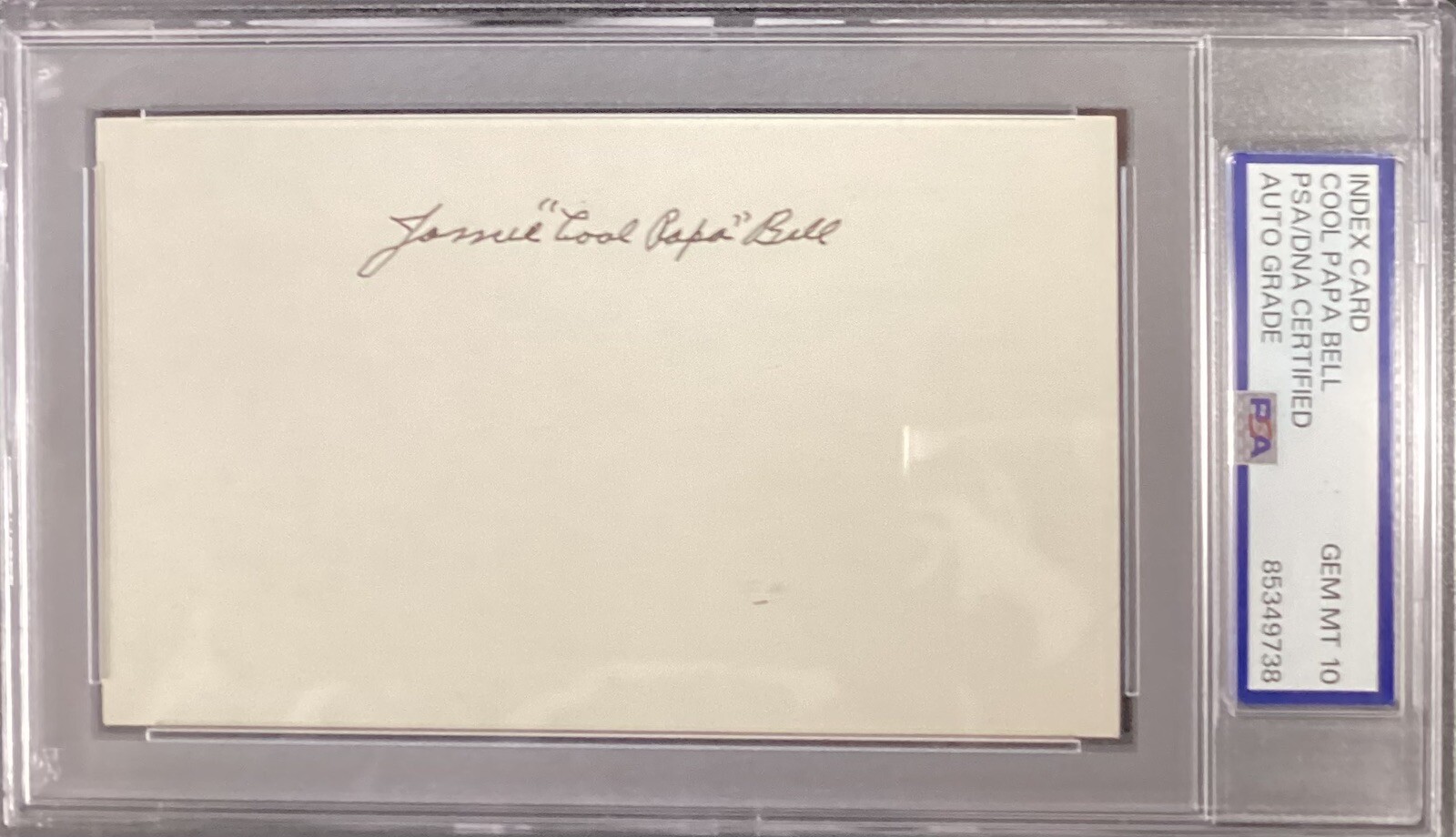 Cool Papa Bell Signed Index Card Baseball Homestead Grays PSA/DNA Auto Gem 10 2