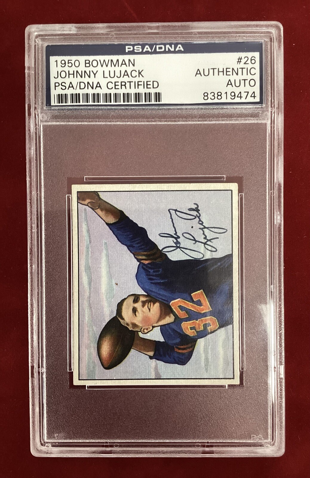 Johnny Lujack Signed 1950 Bowman #26 Rookie Card Football HOF Autograph PSA/DNA
