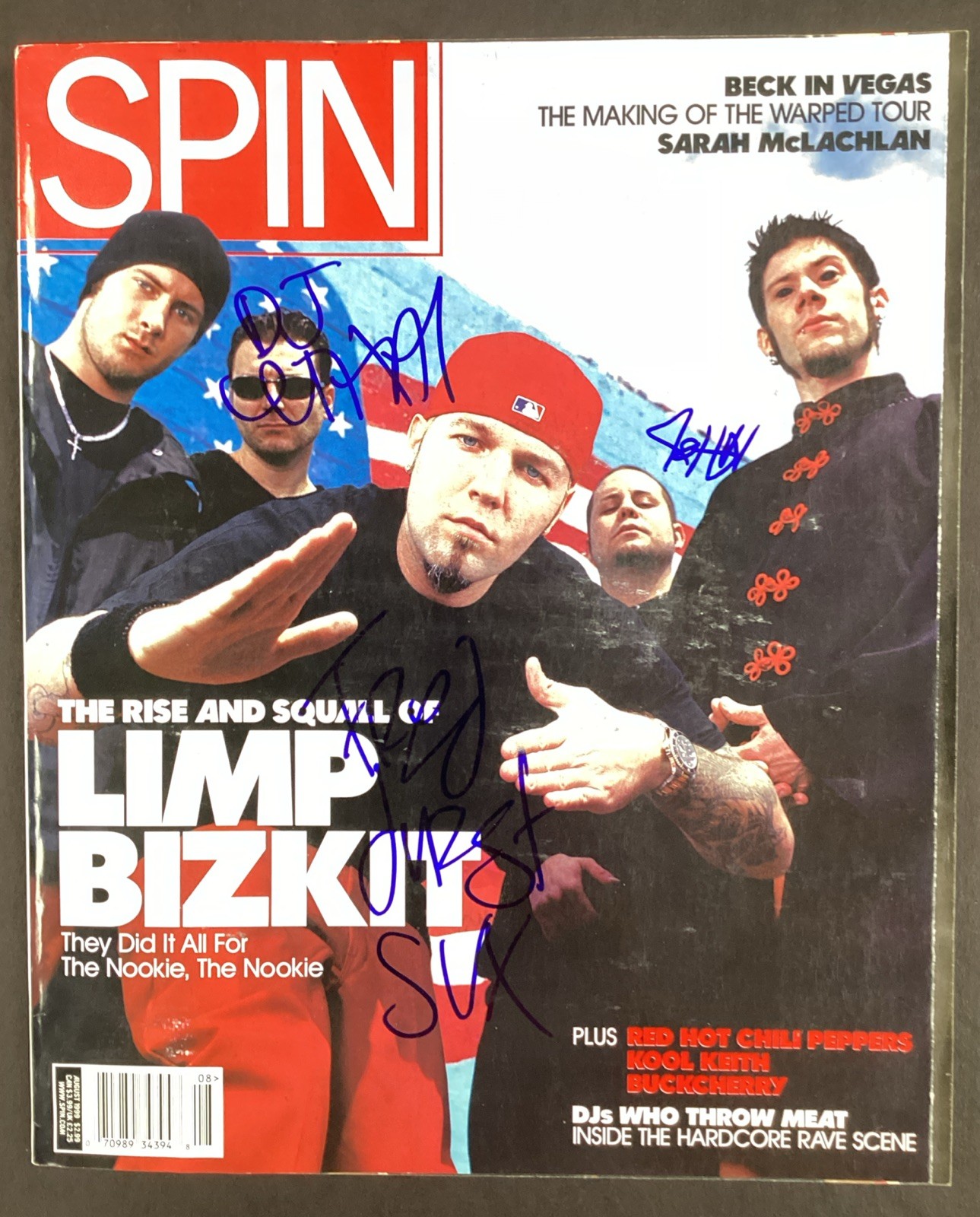 Limp Bizkit Signed Spin Magazine DJ Lethal Durst Otto Auto 8/99 JSA No Label