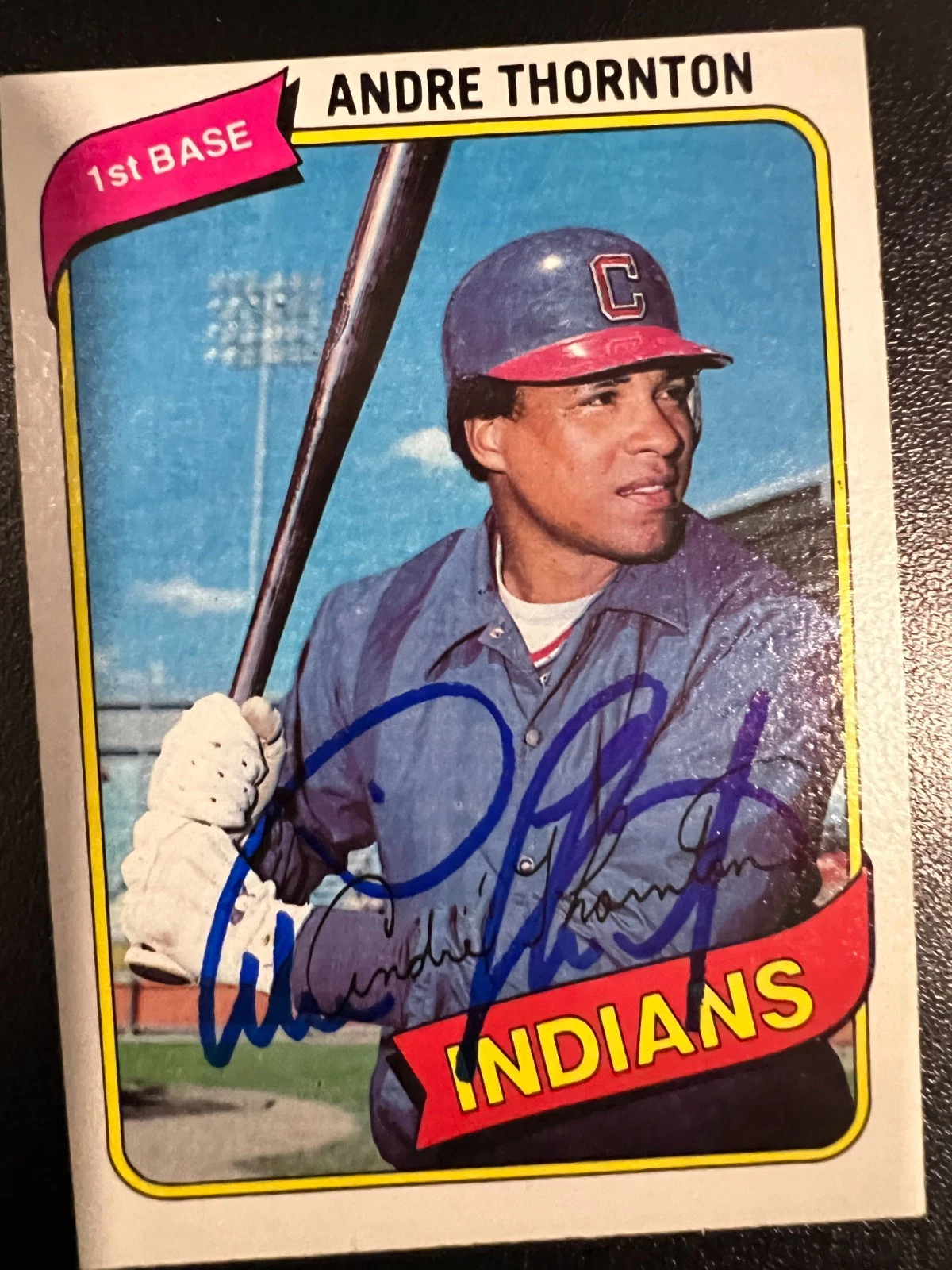 ANDRE THORNTON CLEVELAND INDIANS  SIGNED 1980 TOPPS CARD #534