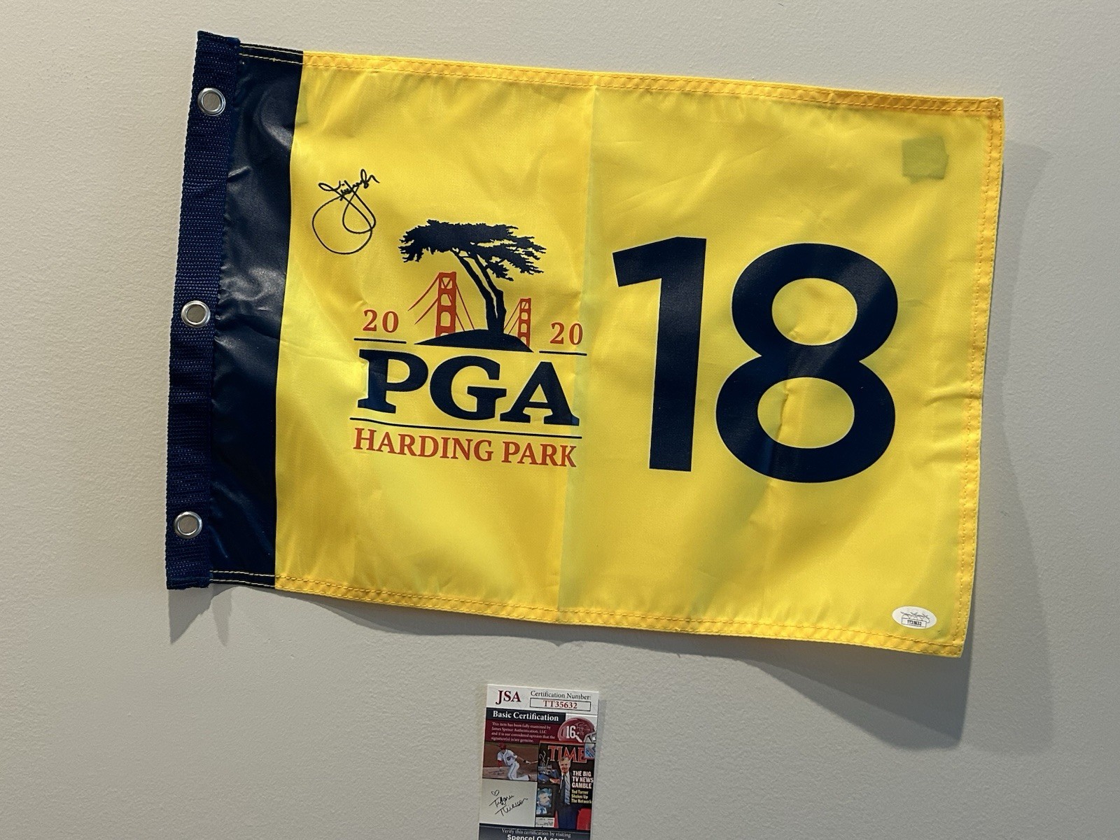 Jim Furyk Signed 2020 PGA Harding Park Golf Pin Flag (JSA COA)