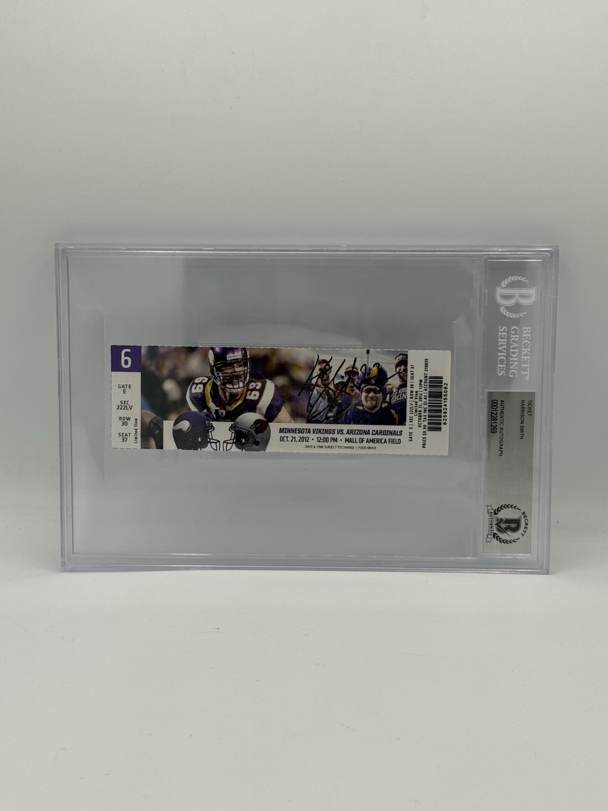 Harrison Smith Signed Autograph 10/21/12 NFL Interception Ticket Stub Beckett