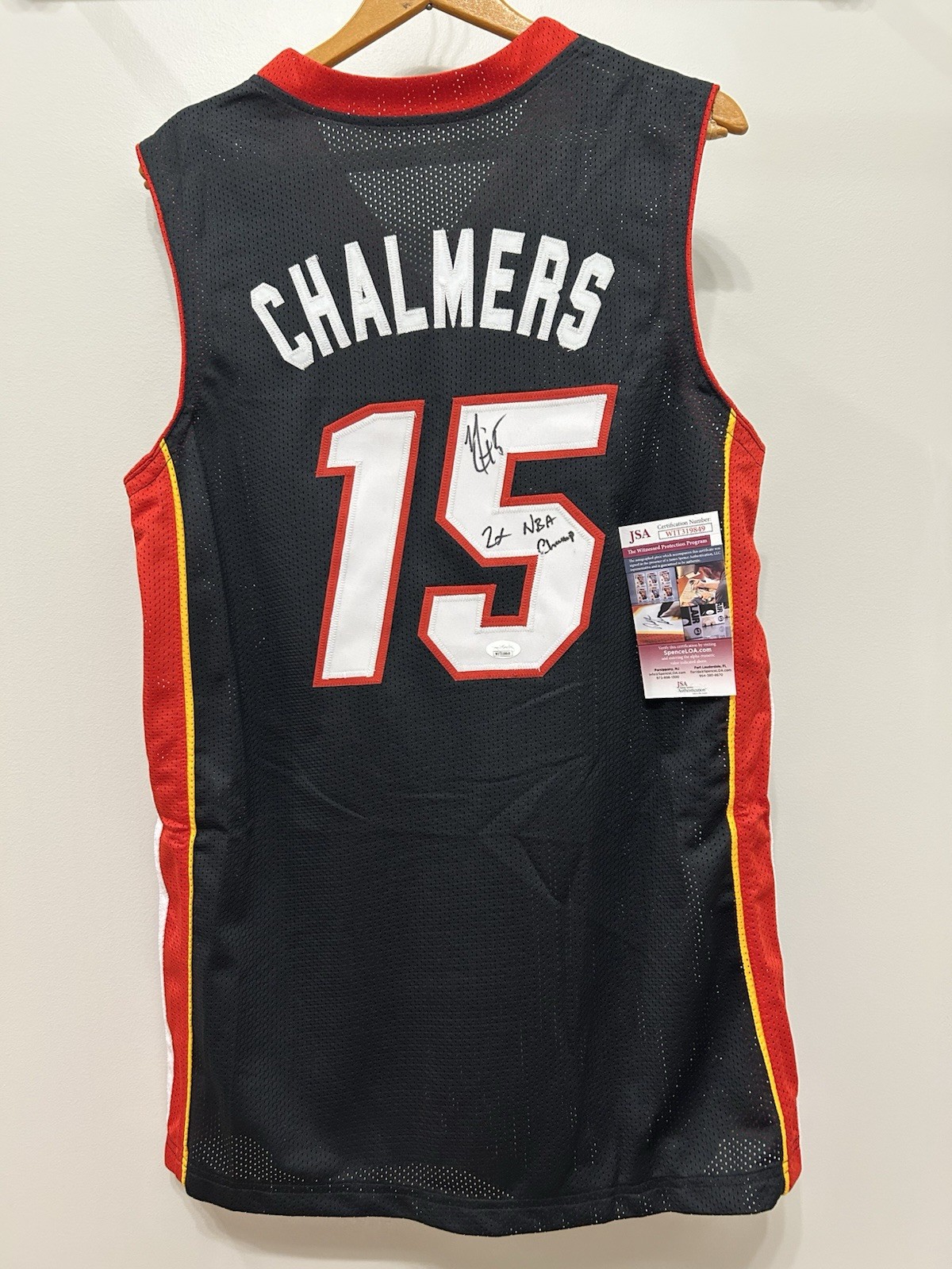Mario Chalmers signed Miami Black Custom Pro Style Jersey w/ 2X NBA Champ - JSA