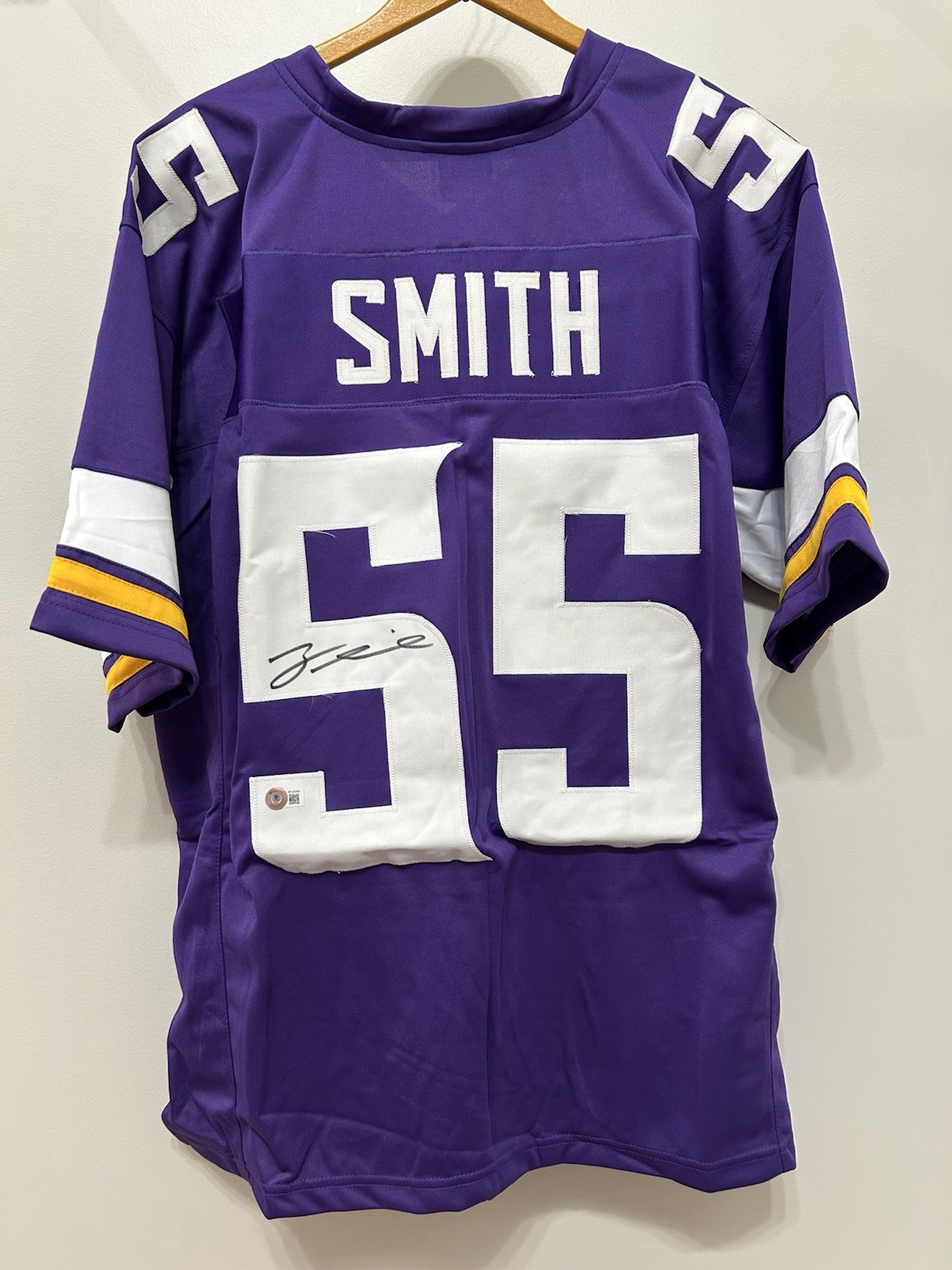 ZA'DARIUS SMITH SIGNED AUTOGRAPHED MINNESOTA VIKINGS #55 PURPLE JERSEY BECKETT