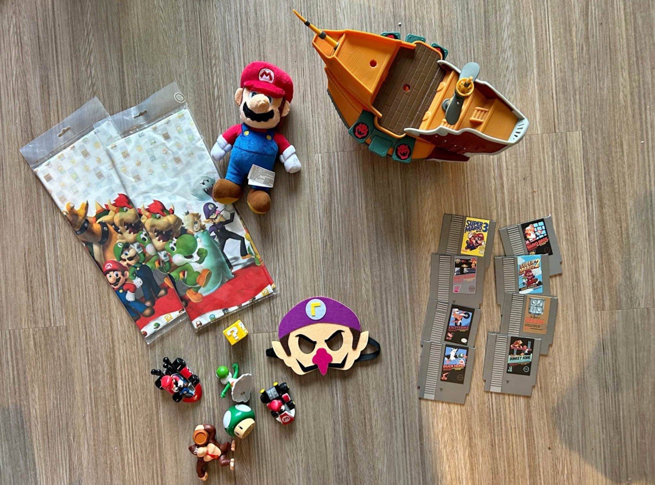 Super Mario Bros Plush Lot Airship Figures Mask Party Decor NES Cutout Props