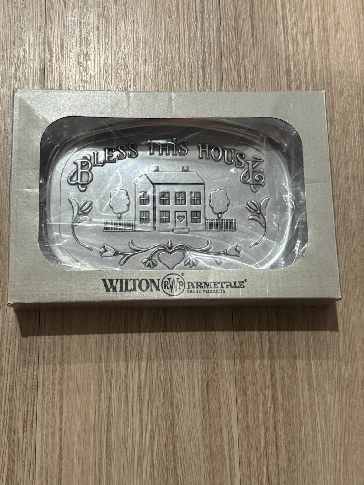 Vintage Wilton Armetale Bless This House Tray – New in Box – USA Made