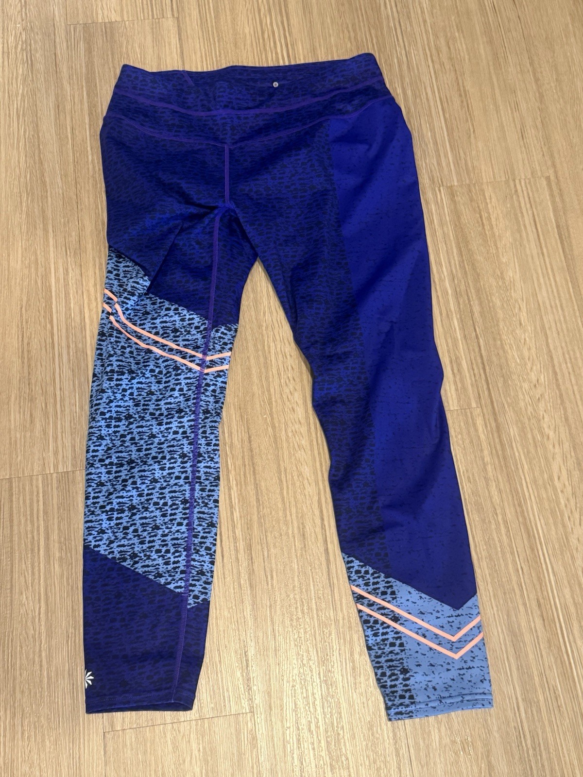 Athleta Womens Medium Blue High Rise Colorblock Panel 7/8 Leggings 293136