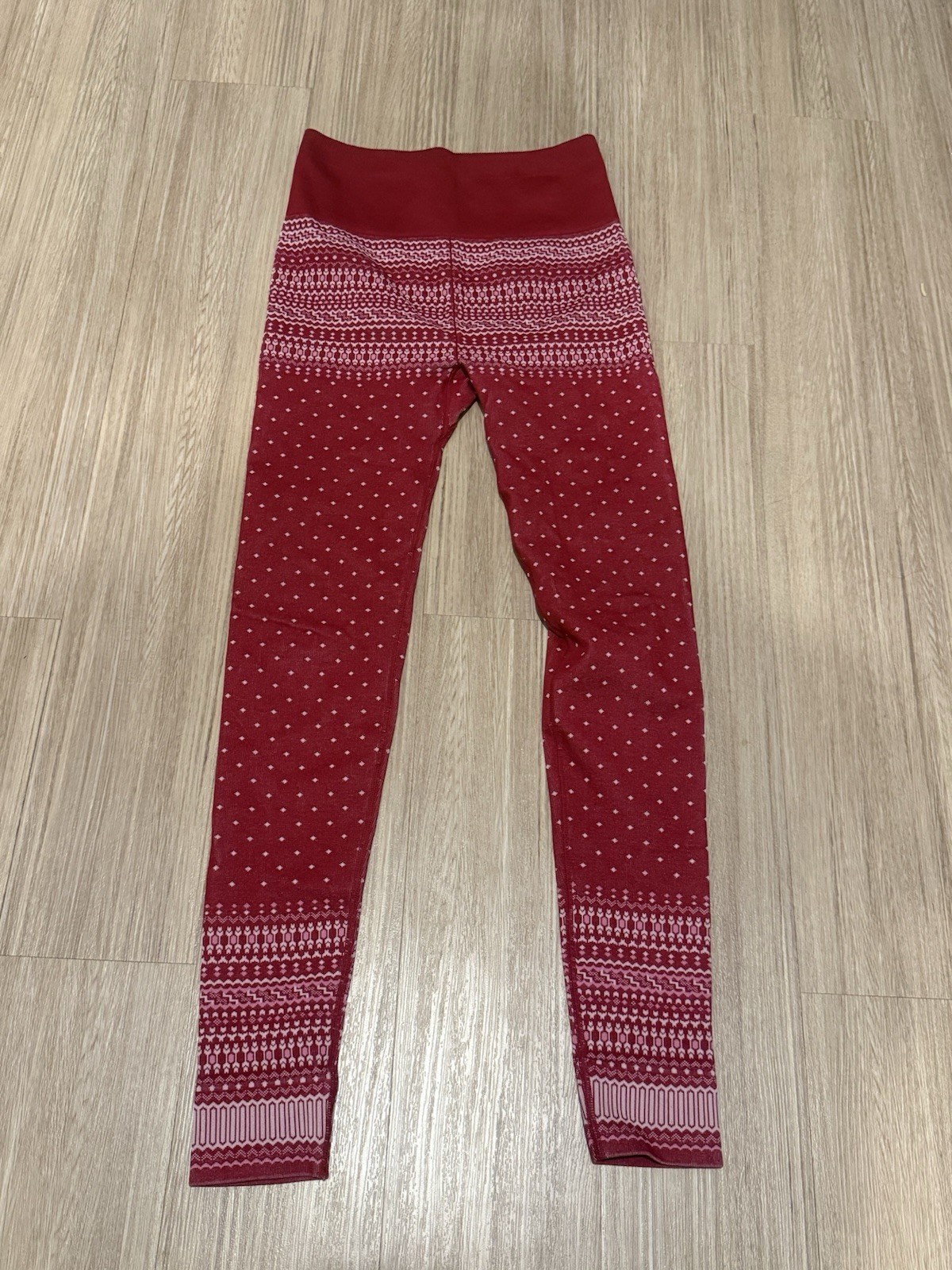 Fabletics SculptKnit Red Fair Isle Seamless Leggings Size Medium