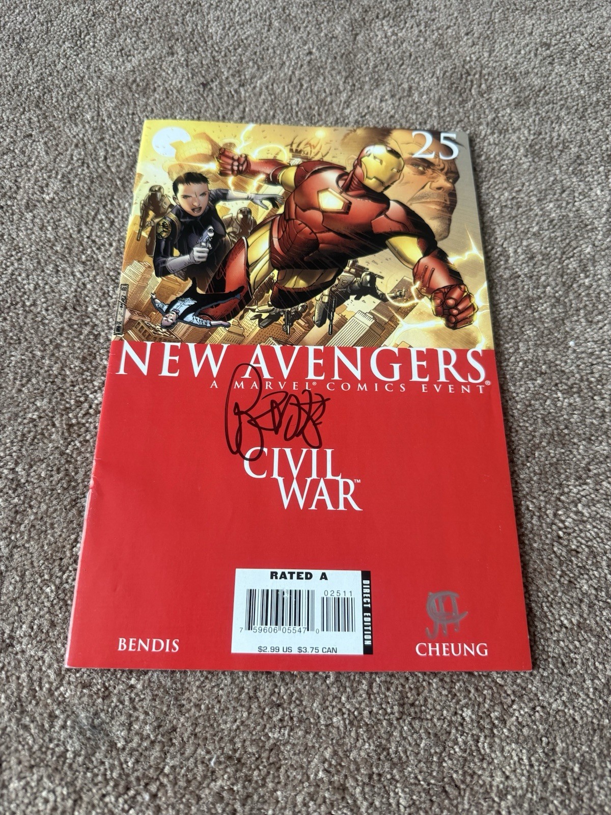 New Avengers #25 Civil War Signed Autographed Marvel Comic Iron Man