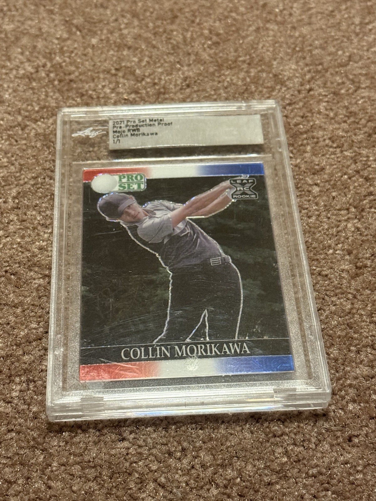 2021 Pro Set Metal Collin Morikawa Rookie Mojo RWB Pre-Production Proof 1/1