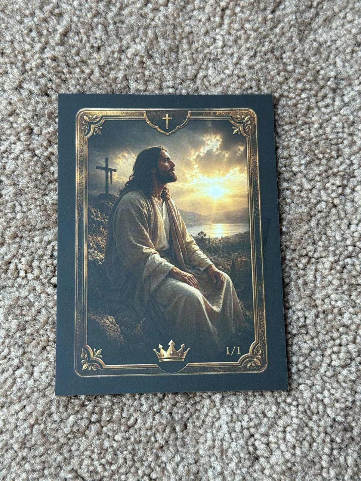 Jesus Christ 1/1 Art Card King of Kings Lord of Lords Sunset Cross Christian
