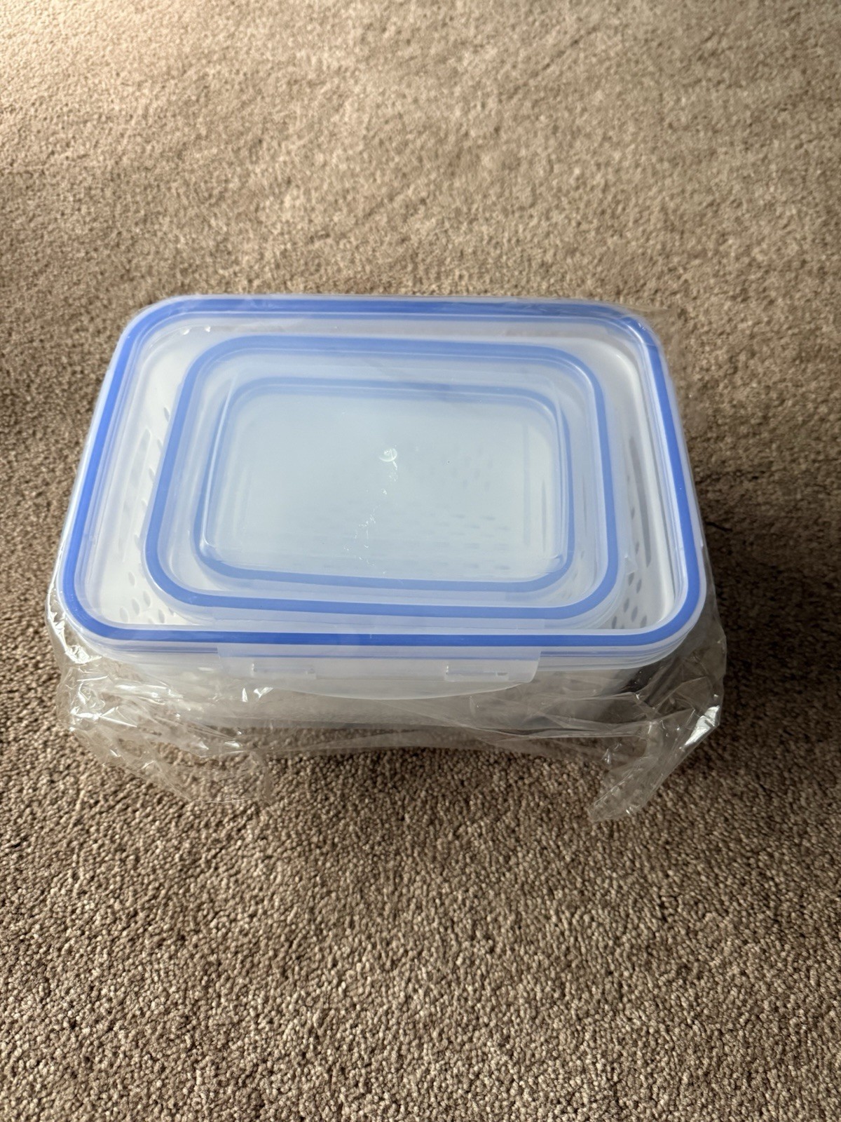 Food Storage Container Set Nesting Rectangular Locking Lids Blue Seal BPA Free
