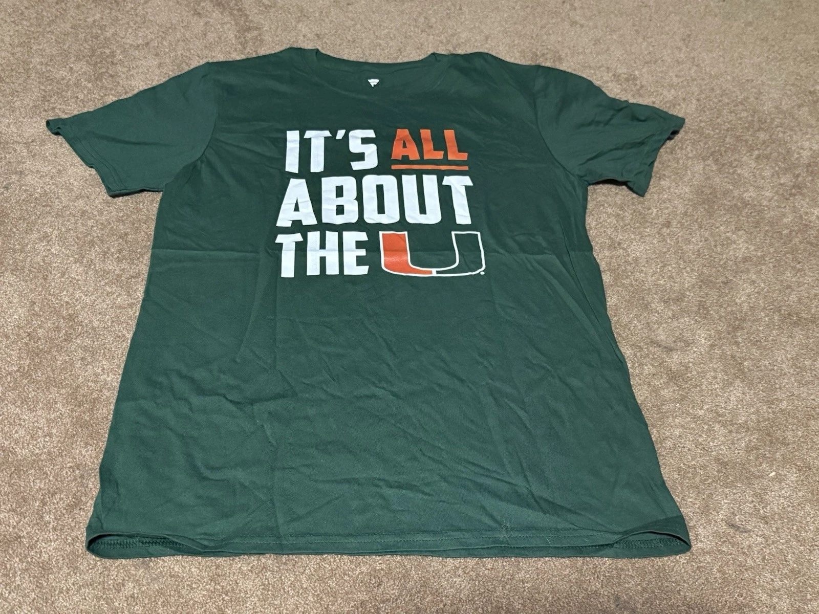 Fanatics Miami Hurricanes Mens M Green It's All About The U NCAA T-Shirt Tee