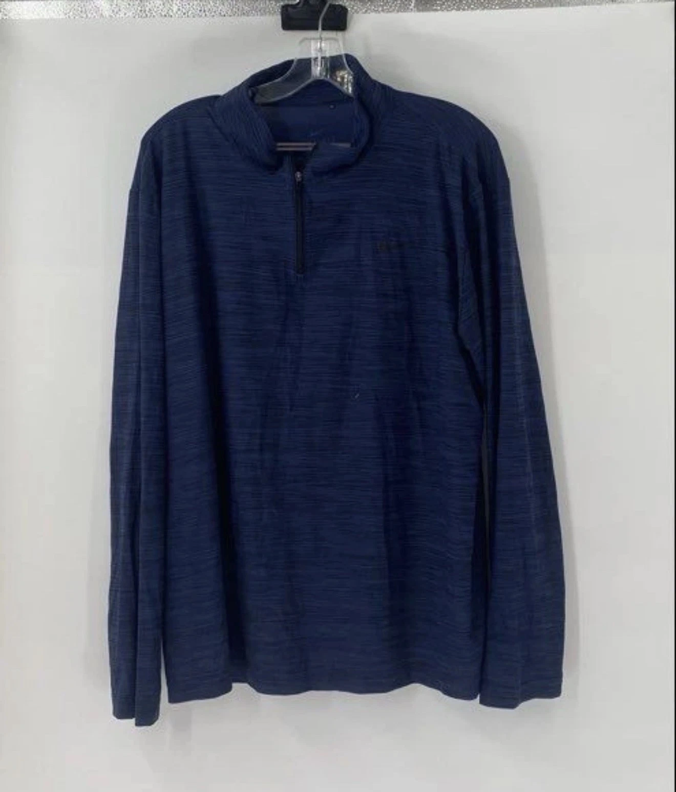 Nike Dri-Fit Mens XL 1/4 Zip Pullover Navy Blue Heathered Long Sleeve Golf Shirt