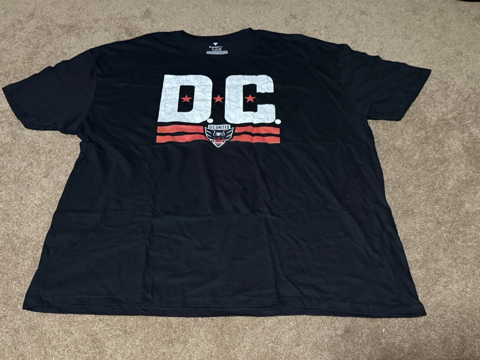 Fanatics DC United Mens 3XL Black Short Sleeve T-Shirt MLS Soccer Map Logo Tee