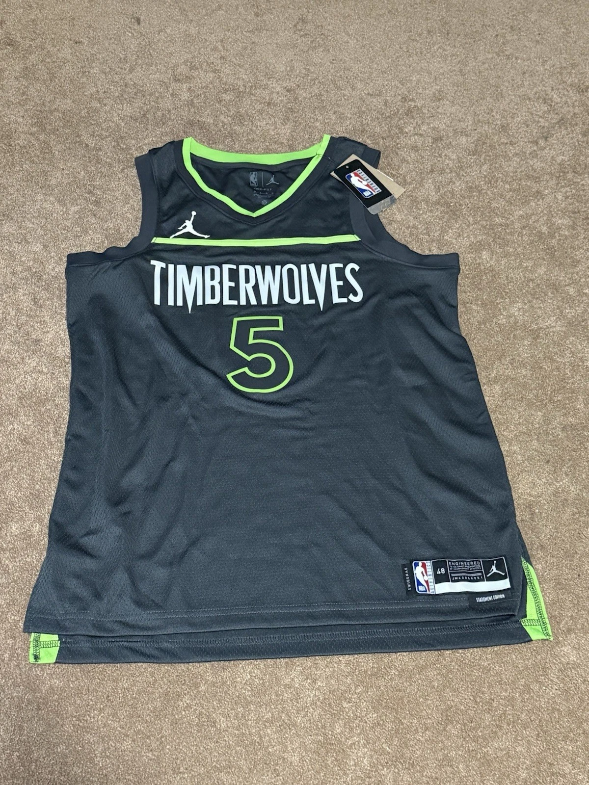 NWT Jordan Anthony Edwards #5 Timberwolves Statement Swingman Jersey Men's 48 L