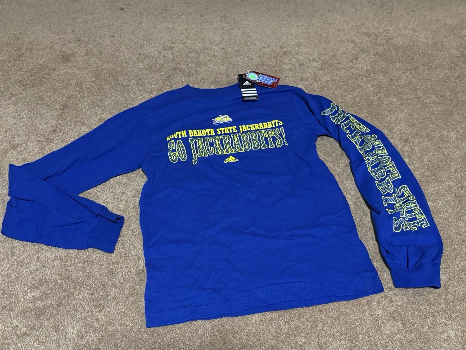 NWT Adidas South Dakota State Jackrabbits Long Sleeve T-Shirt Size S Blue SDSU