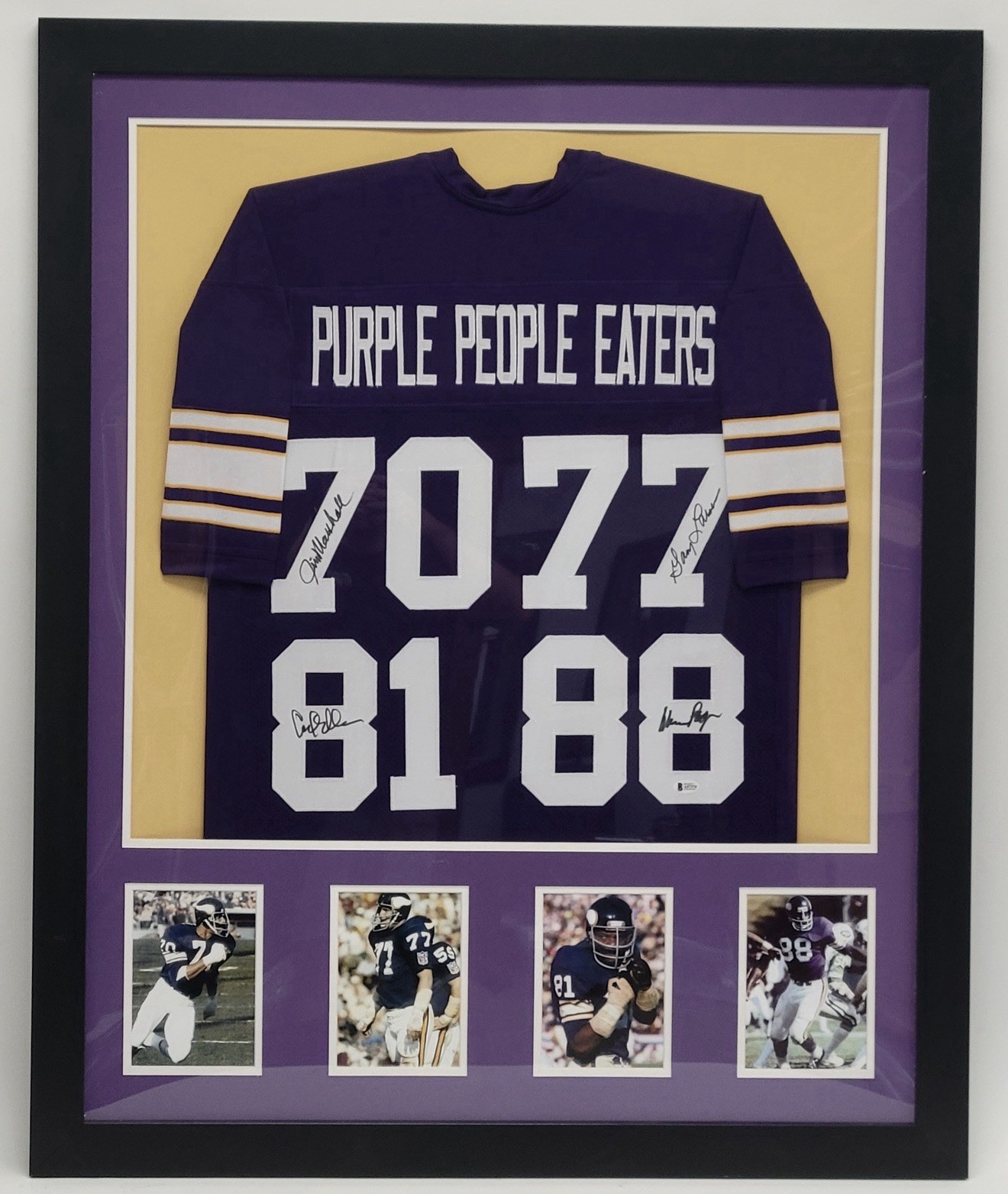 Purple People Eaters Signed Framed Jersey Page Marshall Eller Larsen Beckett