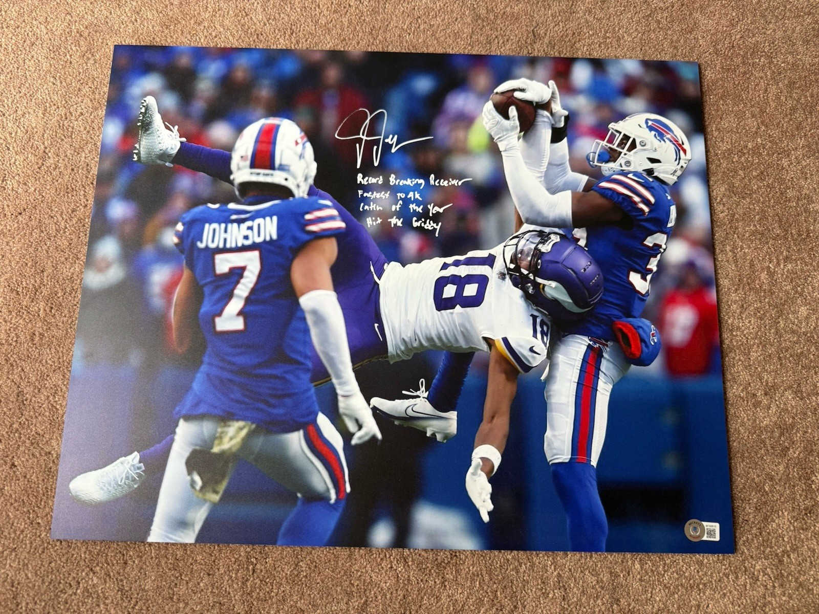 Justin Jefferson Signed Multi Inscribed Photo Catch of the Year Vikings Beckett
