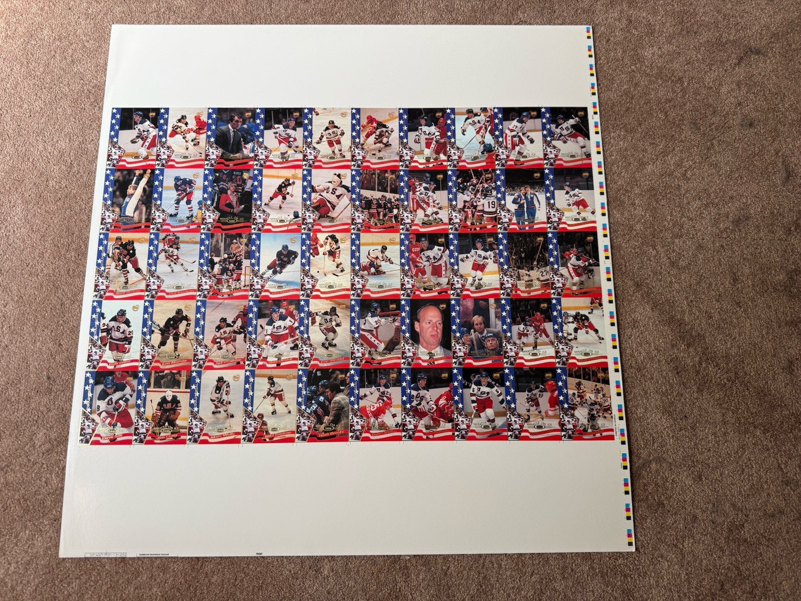 1995 Signature Rookies Miracle on Ice Uncut Sheet 1980 USA Hockey Herb Brooks