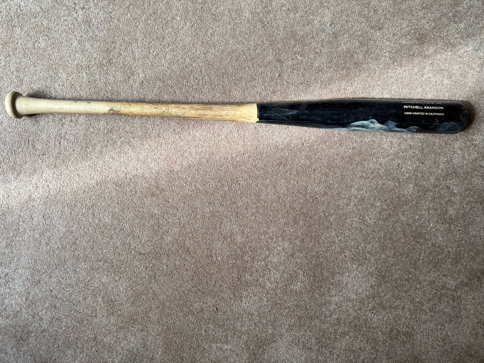 Mitchell Kranson Used Cracked Pro Maple 243 Bat Custom California Flag Knob