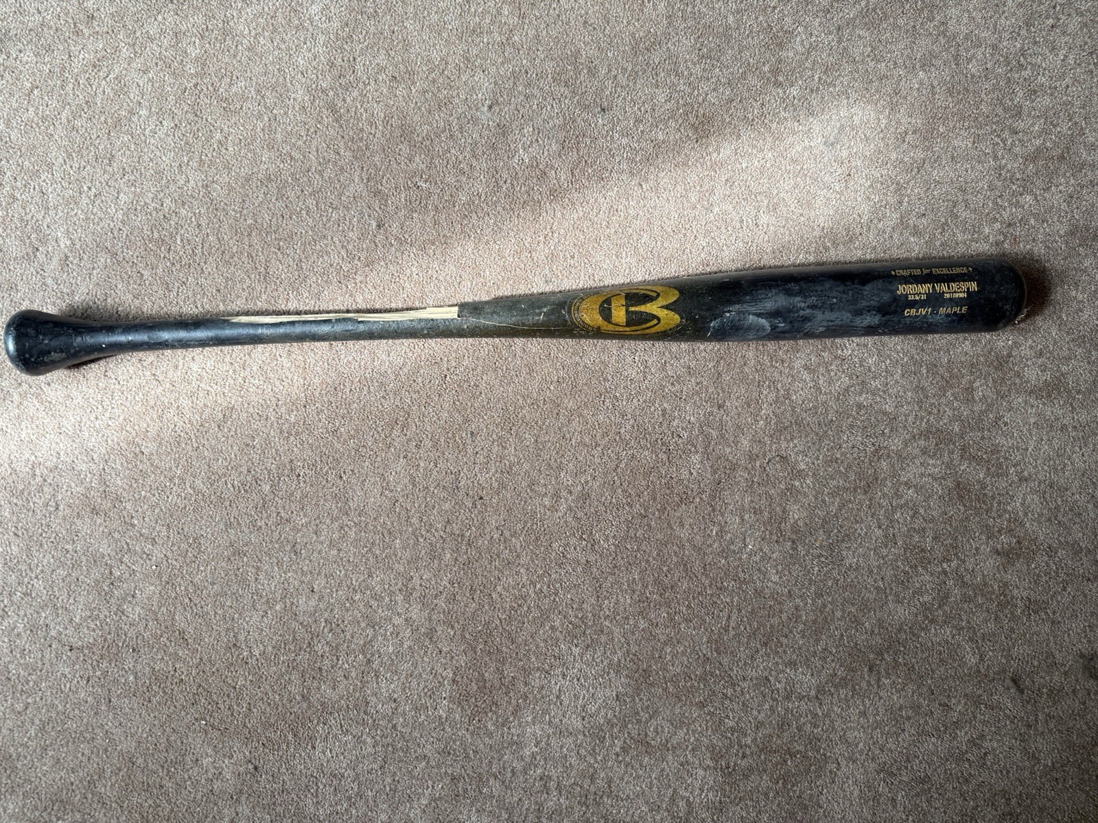 Jordany Valdespin Game Used Cracked Bat 2018 Pro Model CBJV1 Maple 33.5 Ex Mets