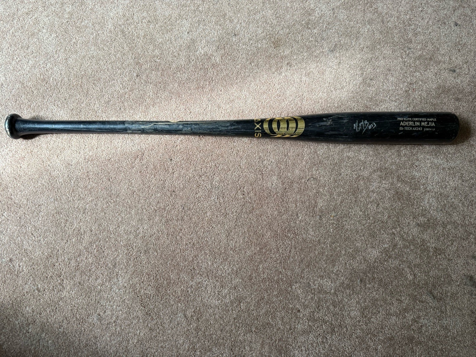 Aderlin Mejia Signed Used Cracked Axis Bat Pro Elite Maple AX243 3/20/14