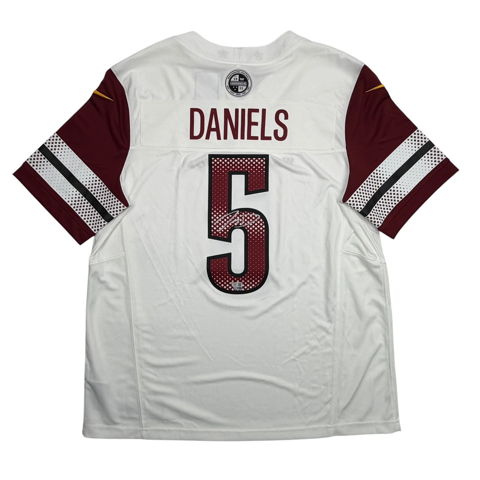 Autographed/Signed Jayden Daniels Commanders White Authentic Jersey Fanatics COA
