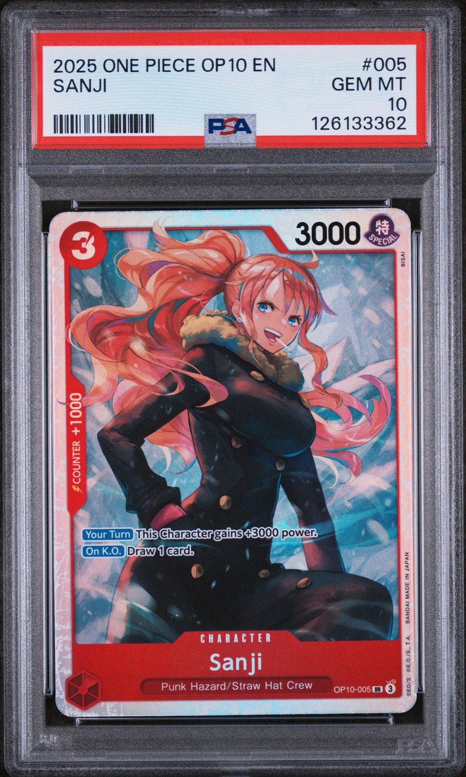 Graded 2025 One Piece Sanji 005 OP10 Royal Blood Trading Card PSA 10 Gem Mint