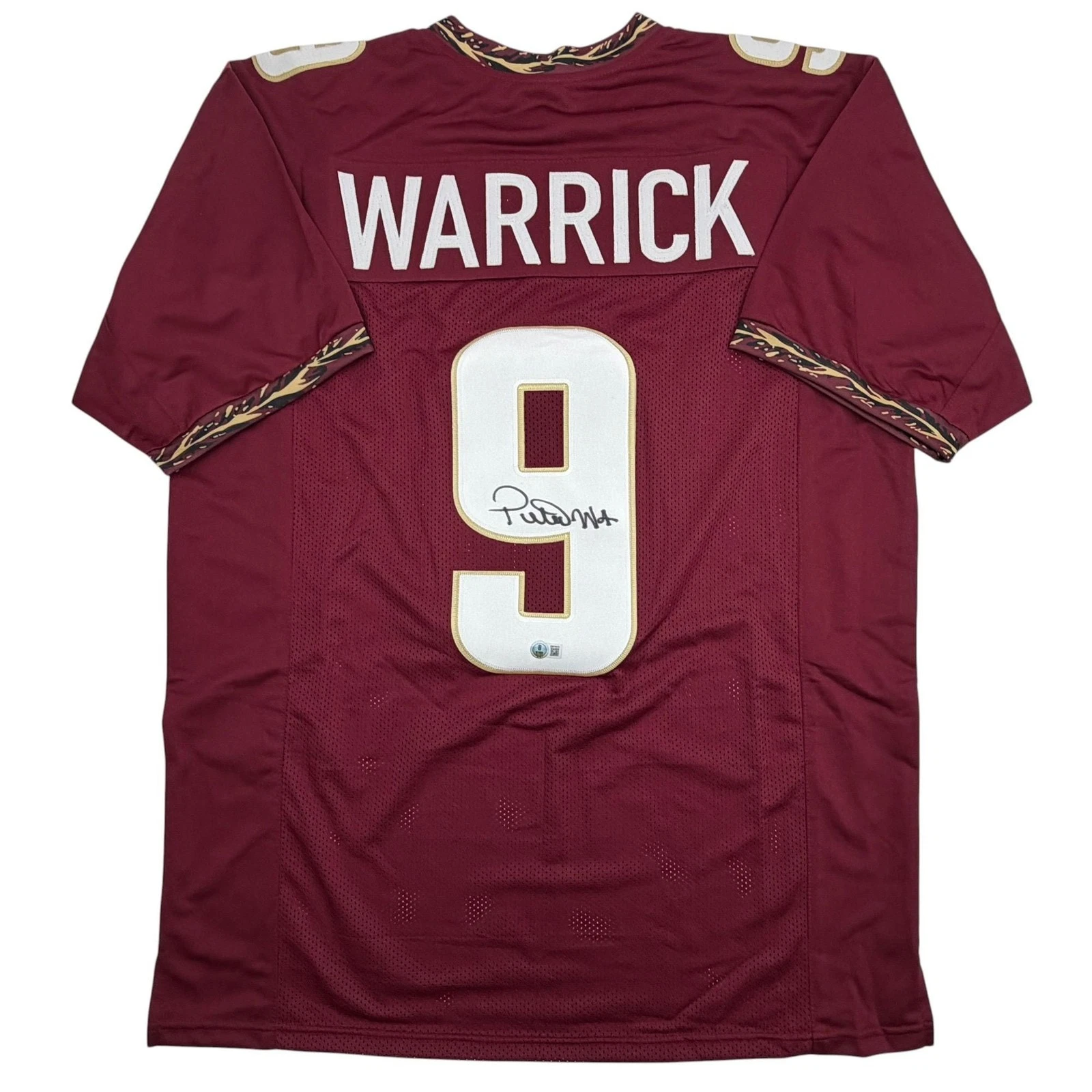 Autographed/Signed Peter Warrick Florida State FSU Maroon Jersey Beckett BAS COA