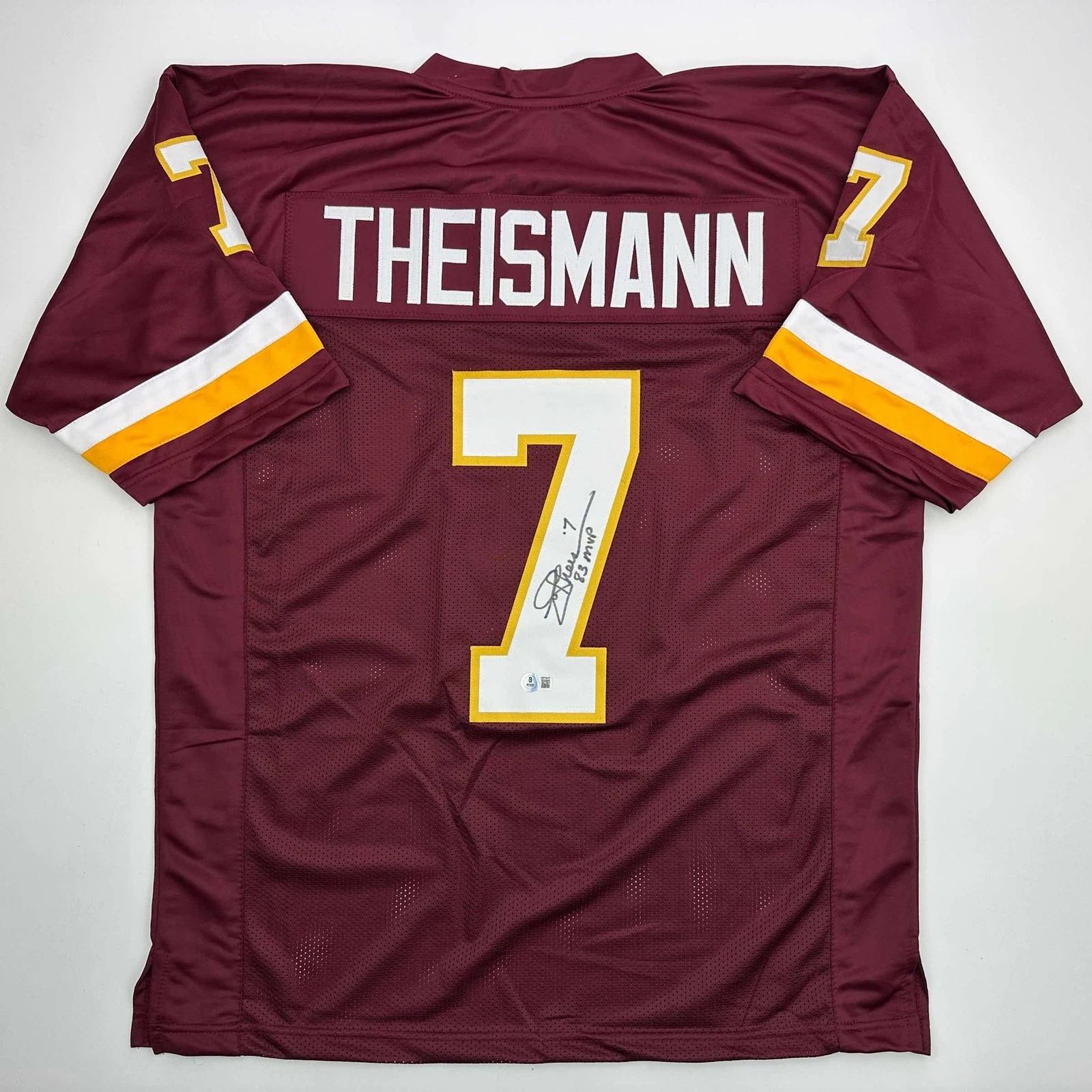 Signed JOE THEISMANN 83 MVP Washington Burgundy Jersey JSA COA Auto