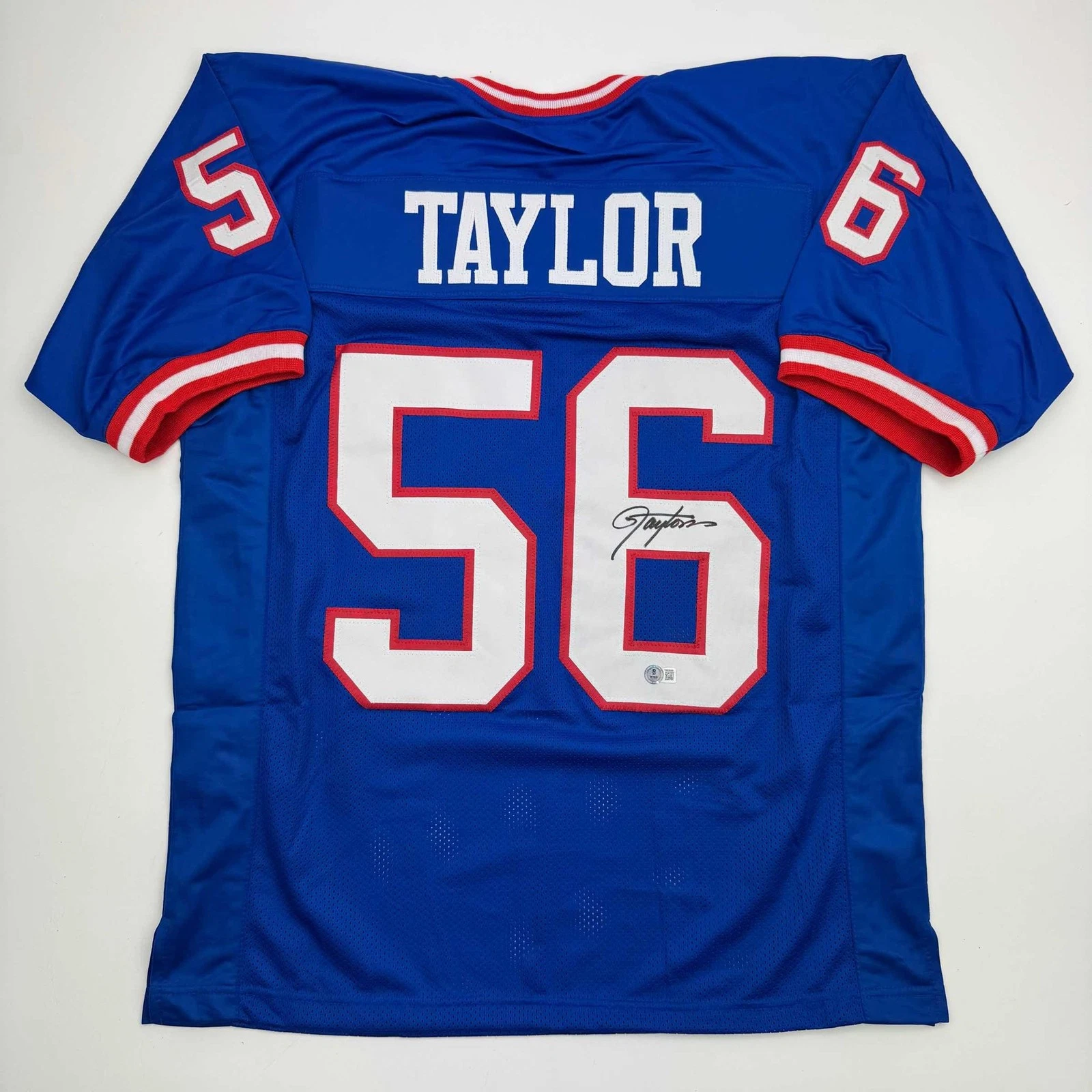 Autographed/Signed LAWRENCE TAYLOR New York Blue Jersey JSA COA Auto