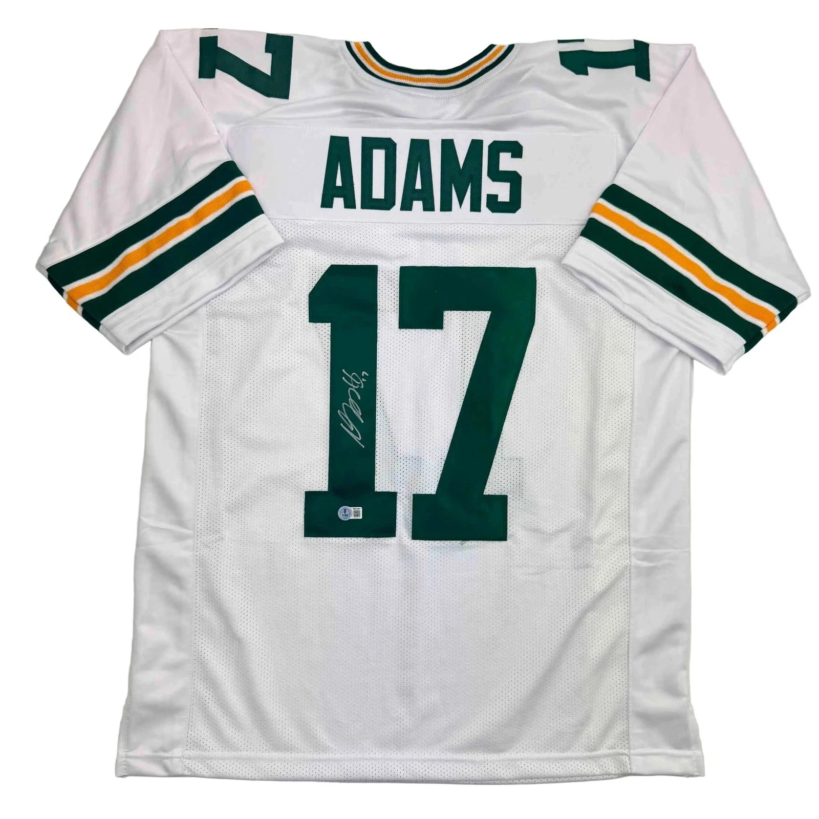 Autographed/Signed Davante Adams Green Bay White Jersey Beckett BAS COA
