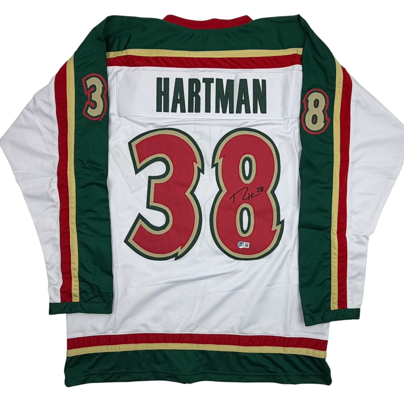 Autographed/Signed Ryan Hartman Minnesota White 25th Jersey Beckett BAS COA