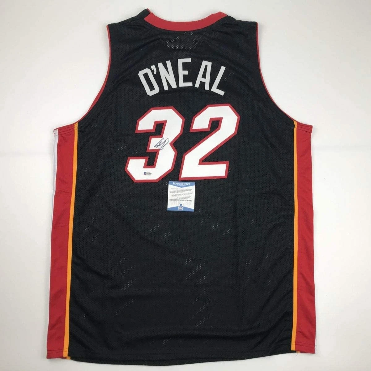 Autographed/Signed SHAQUILLE SHAQ O'NEAL Miami Black Jersey BAS COA Auto