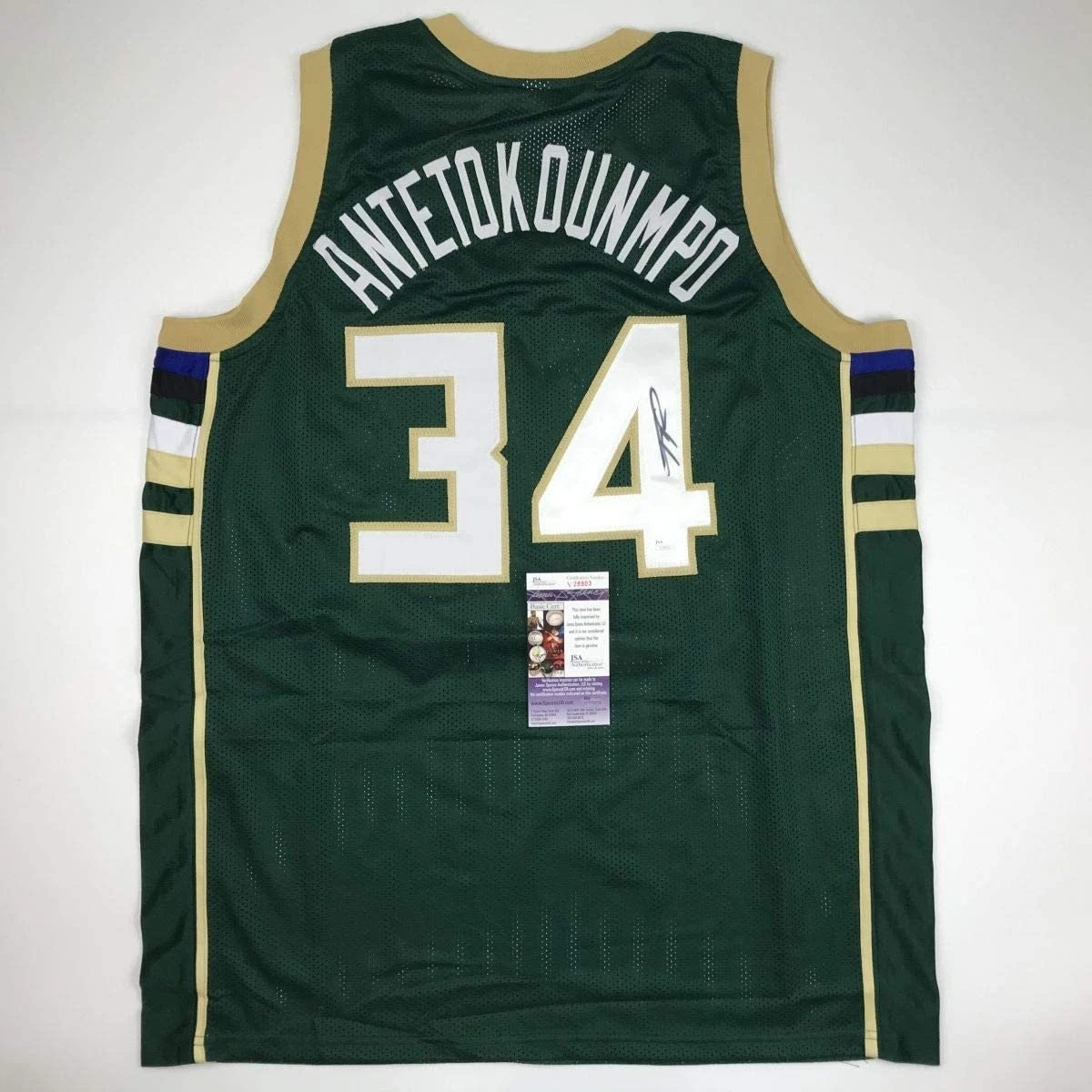Signed Giannis Antetokounmpo Milwaukee Green Custom Jersey JSA COA