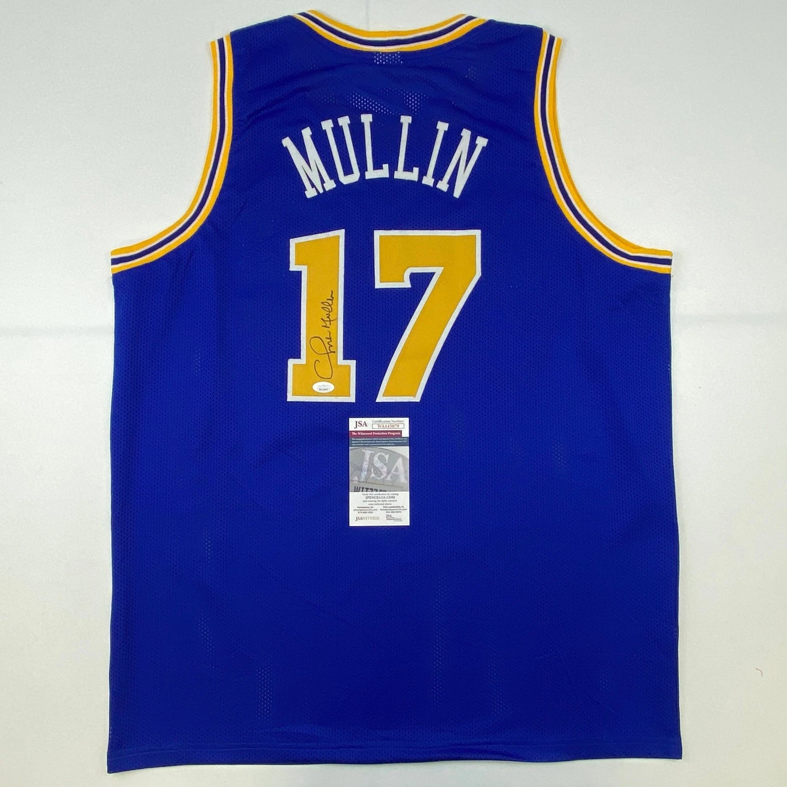 Autographed/Signed Chris Mullin Golden State Blue Jersey JSA COA Auto
