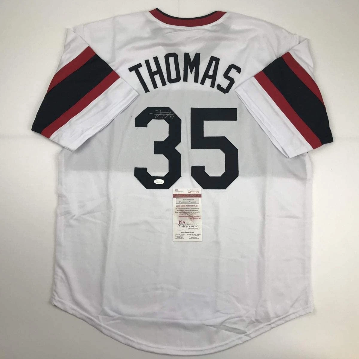 Autographed/Signed FRANK THOMAS Chicago Retro White Jersey JSA COA Auto