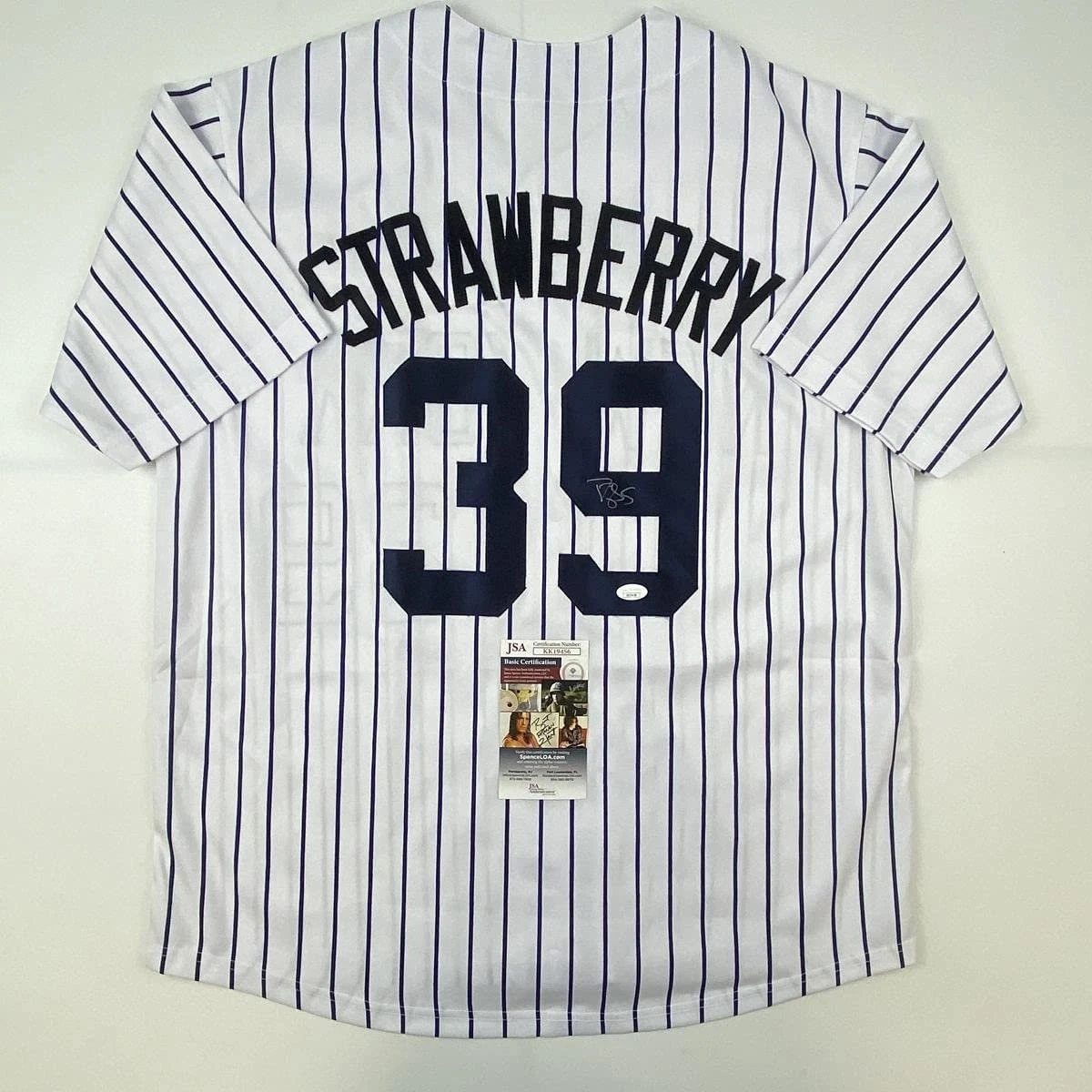 Autographed/Signed Darryl Strawberry New York Pinstripe Jersey JSA COA