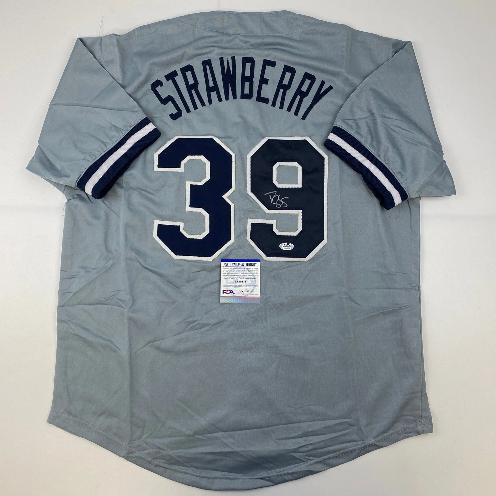 Autographed/Signed Darryl Strawberry New York Grey Jersey PSA/DNA COA