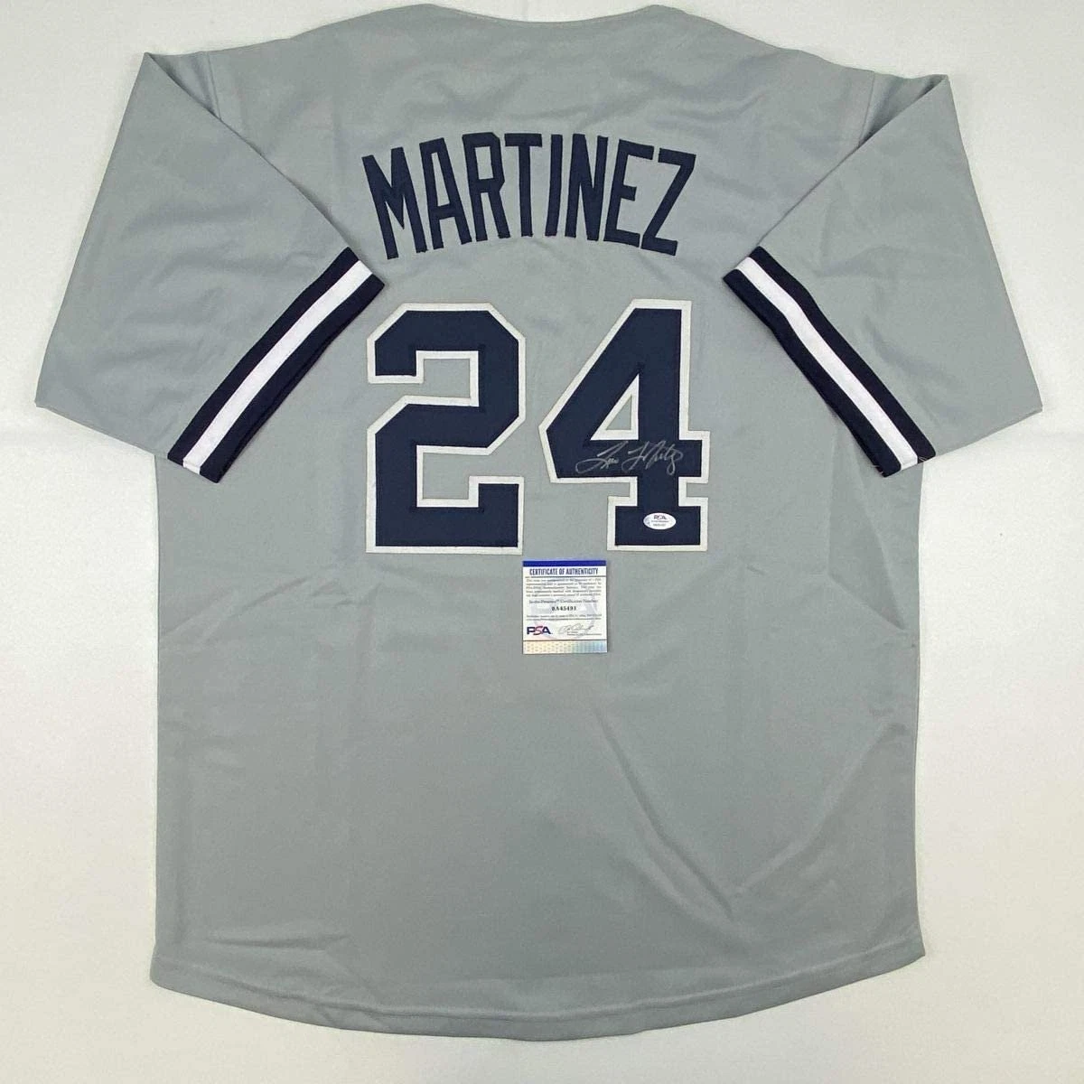 Autographed/Signed TINO MARTINEZ New York Grey Jersey PSA/DNA COA Auto