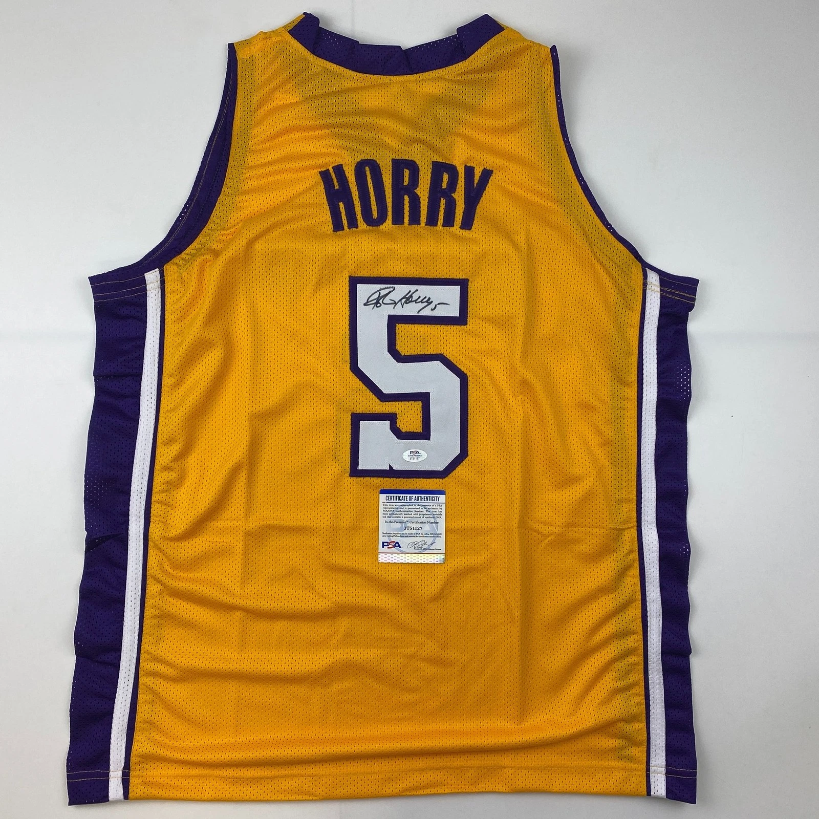 Autographed/Signed Robert Horry Los Angeles LA Yellow Jersey PSA COA Auto