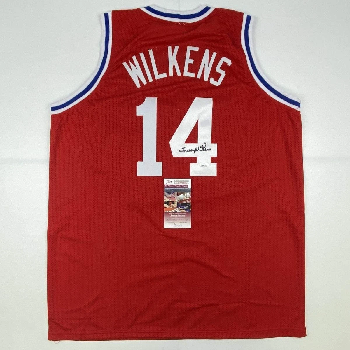 Autographed/Signed LENNY WILKENS St. Louis Red Jersey JSA COA Auto