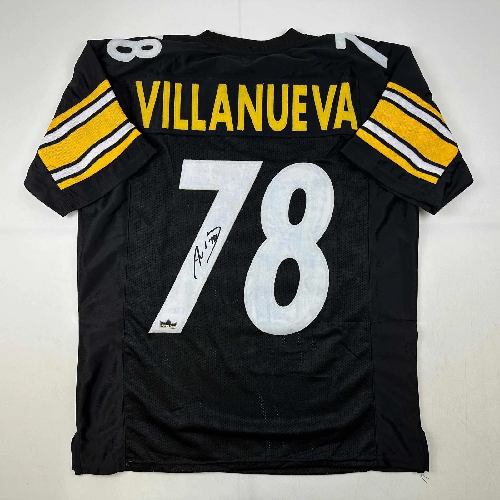 Facsimile Autographed Alejandro Villanueva Pittsburgh Black Jersey XL